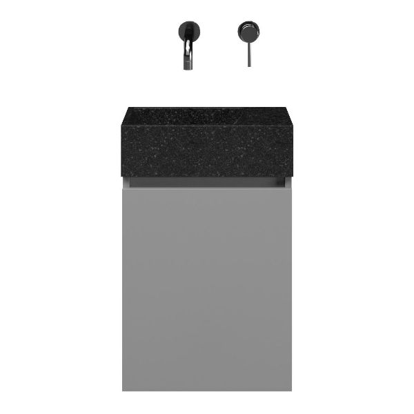 Hollum fonteinmeubel 40 cm mat grijs, zonder kraangat rechts