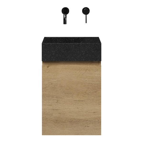 Hollum fonteinmeubel 40 cm warm eiken, zonder kraangat rechts