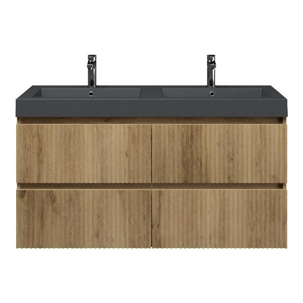 Katwijk badmeubel 120 cm warm eiken met 2 kraangaten
