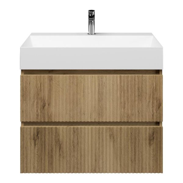 Katwijk badmeubel 80 cm warm eiken met keramische Marken wastafel wit mat, 1 kraangat