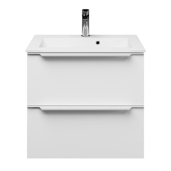 Kijkduin badmeubel 60 cm mat wit met keramische Compact wastafel wit glans