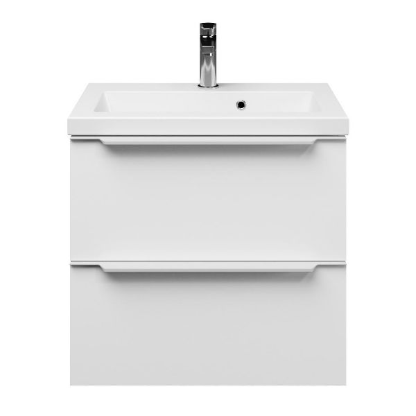 Kijkduin badmeubel 60 cm mat wit met keramische Dishoek wastafel wit glans, 1 kraangat