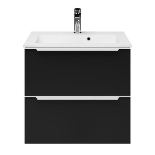 Kijkduin badmeubel 60 cm mat zwart met keramische Compact wastafel wit glans