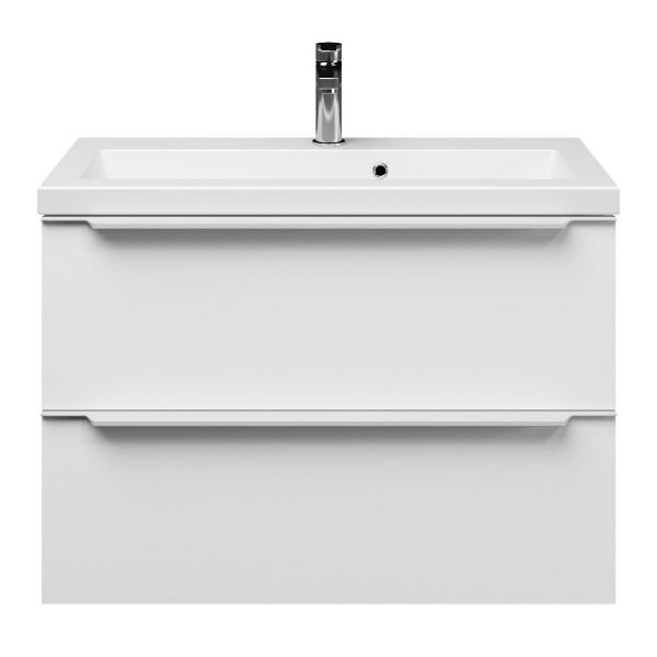 Kijkduin badmeubel 80 cm mat wit met keramische Dishoek wastafel wit mat, 1 kraangat