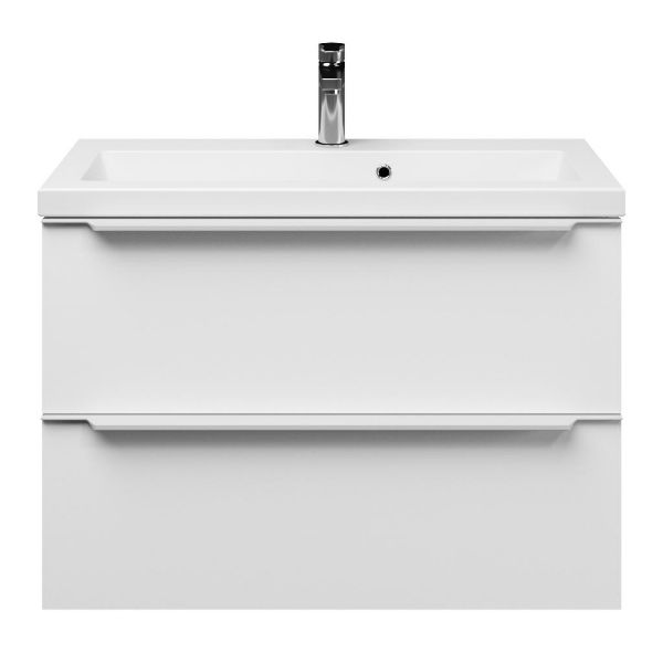 Kijkduin badmeubel 80 cm mat wit met keramische Dishoek wastafel wit glans, 1 kraangat
