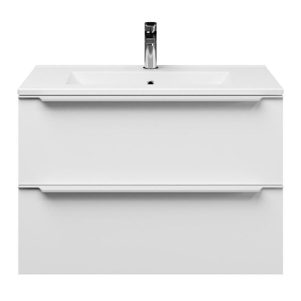 Kijkduin badmeubel 80 cm mat wit met keramische Huisduinen wastafel wit glans