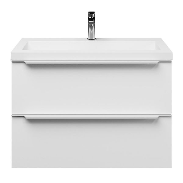 Kijkduin badmeubel 80 cm mat wit met polystone Cadzand wastafel wit glans, 1 kraangat