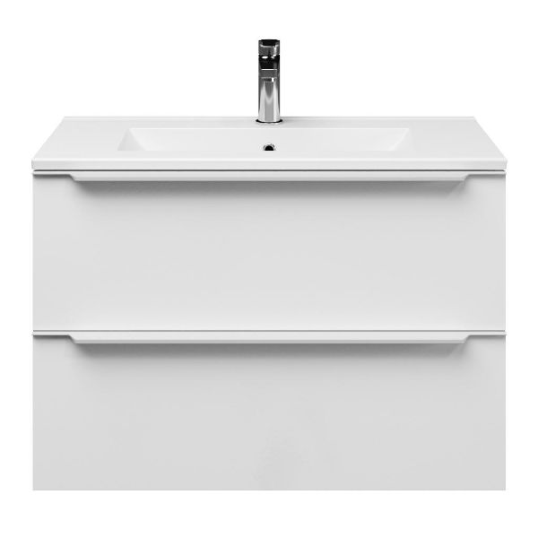 Kijkduin badmeubel 80 cm wit hoogglans met keramische Huisduinen wastafel wit glans