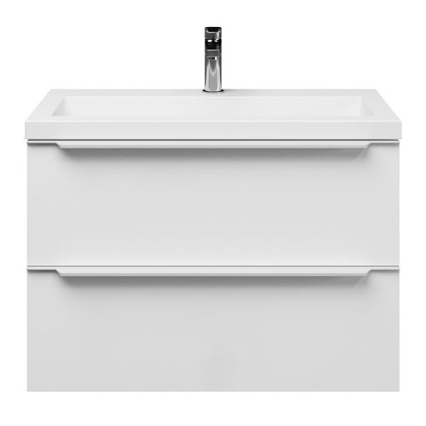 Kijkduin badmeubel 80 cm wit hoogglans met polystone Cadzand wastafel wit glans, 1 kraangat