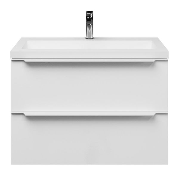 Kijkduin badmeubel 80 cm wit hoogglans met quartz Cadzand-Q wastafel wit mat, 1 kraangat