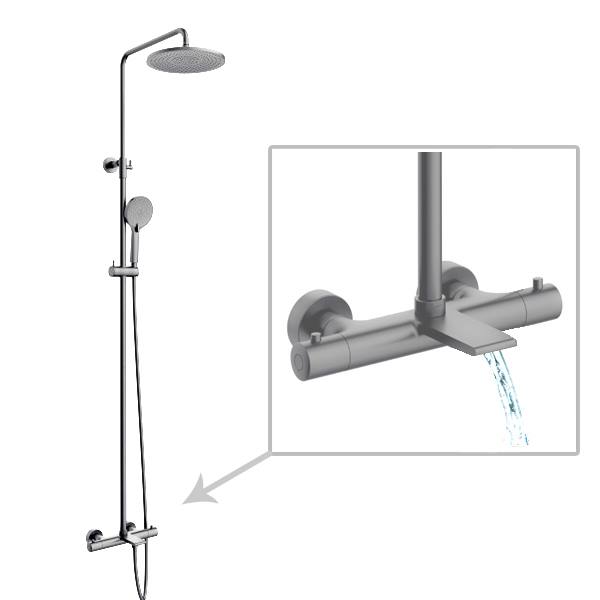 Meliskerke regendoucheset gunmetal licht grijs