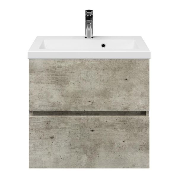 Midsland badmeubel 60 cm steigerhout licht grijs met keramische Dishoek wastafel wit glans, 1 kraangat