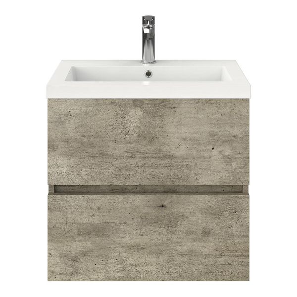 Midsland badmeubel 60 cm steigerhout licht grijs met polystone Cadzand wastafel wit glans