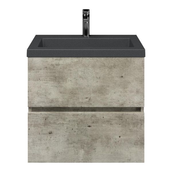 Midsland badmeubel 60 cm steigerhout licht grijs met quartz Cadzand-Q wastafel grijs mat, 1 kraangat