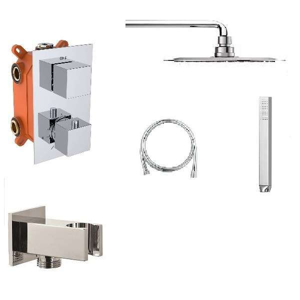 Quadrat regendoucheset chroom