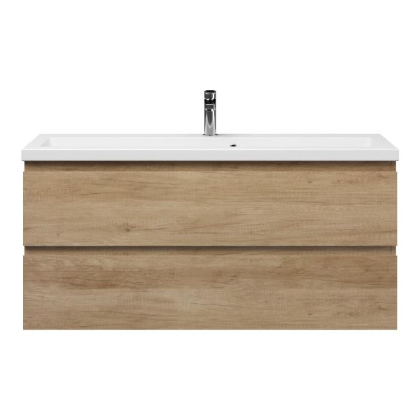 Renesse badmeubel 120 cm olm met keramische Dishoek wastafel wit glans, 1 kraangat