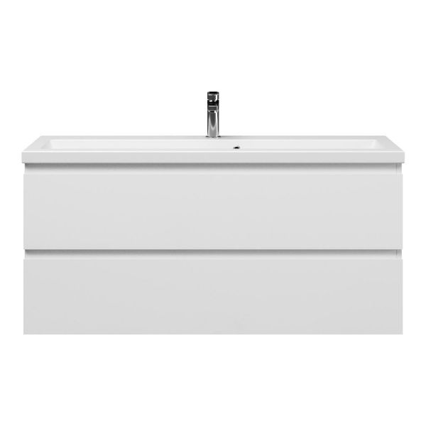 Renesse badmeubel 120 cm wit hoogglans met keramische Dishoek wastafel wit mat