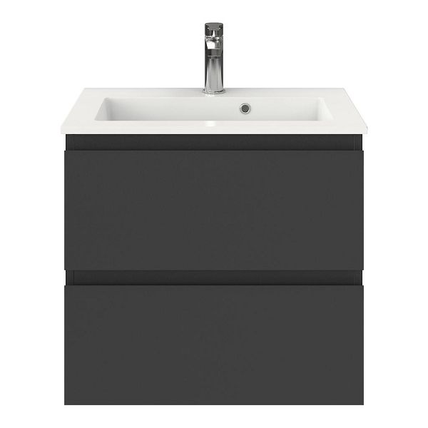 Renesse badmeubel 60 cm antraciet mat met keramische Compact wastafel wit glans