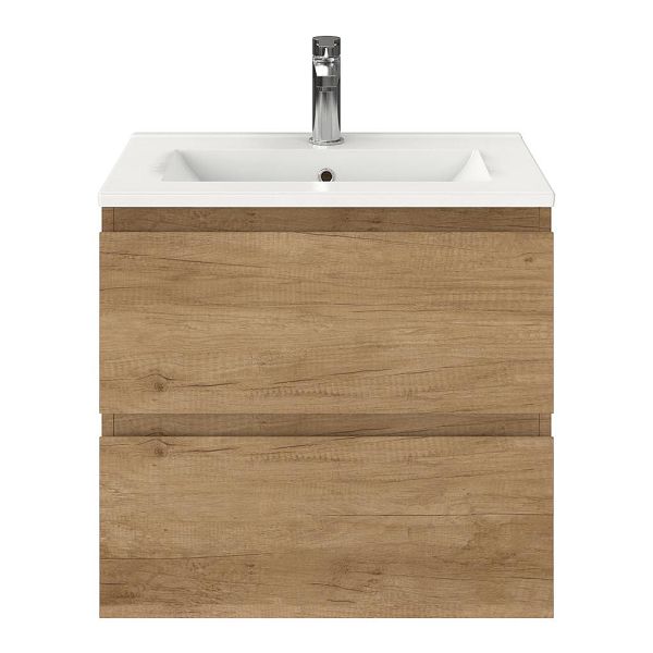 Renesse badmeubel 60 cm olm met keramische Huisduinen wastafel wit glans