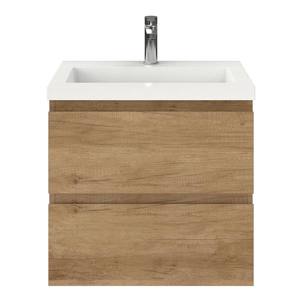 Renesse badmeubel 60 cm olm met polystone Cadzand wastafel wit glans, 1 kraangat