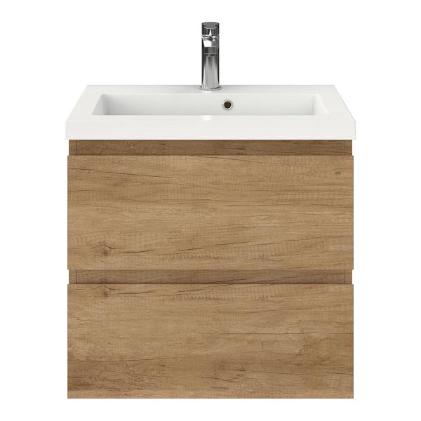 Renesse badmeubel 60 cm olm met polystone Cadzand wastafel wit glans, 1 kraangat