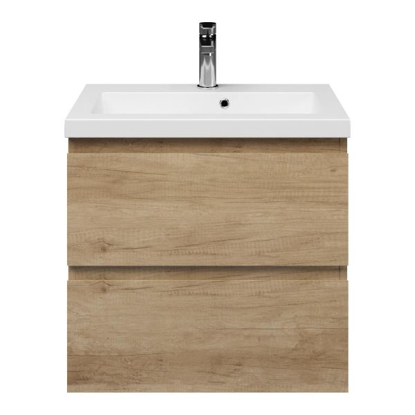 Renesse badmeubel 60 cm olm met polystone Cadzand wastafel wit mat, 1 kraangat, met overloop