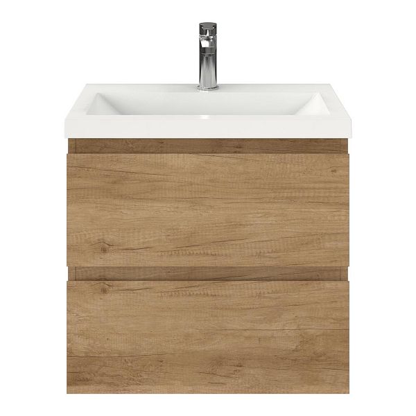 Renesse badmeubel 60 cm olm met polystone Scharendijke wastafel wit glans