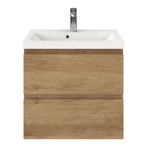 Renesse badmeubel 60 cm olm met polystone Scharendijke wastafel wit glans