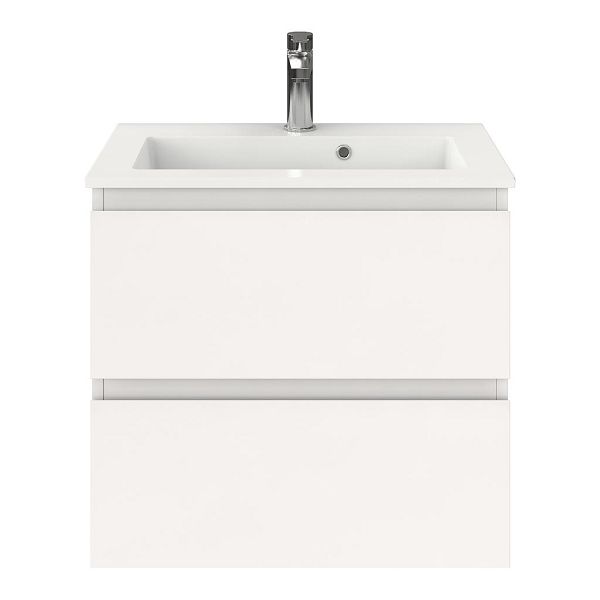 Renesse badmeubel 60 cm wit hoogglans met keramische Compact wastafel wit glans
