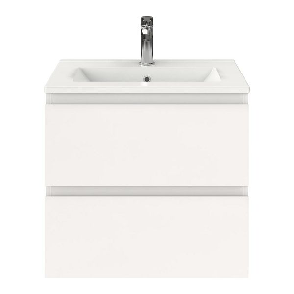 Renesse badmeubel 60 cm wit hoogglans met keramische Huisduinen wastafel wit glans