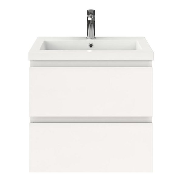 Renesse badmeubel 60 cm wit hoogglans met polystone Cadzand wastafel wit glans, 1 kraangat