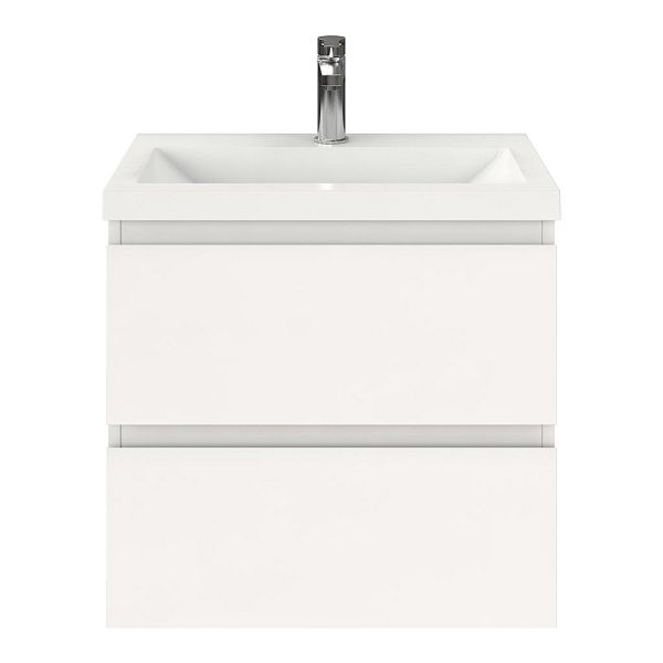 Renesse badmeubel 60 cm wit hoogglans met polystone Scharendijke wastafel wit glans