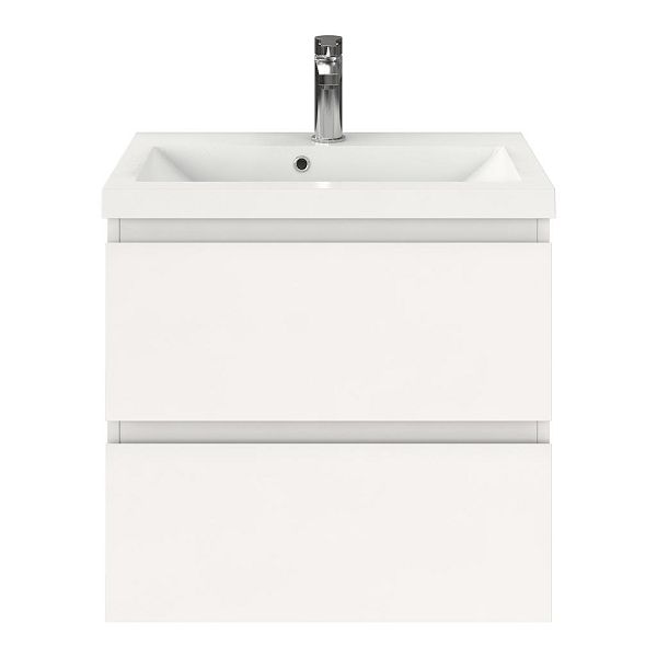 Renesse badmeubel 60 cm wit hoogglans met polystone Scharendijke wastafel wit glans