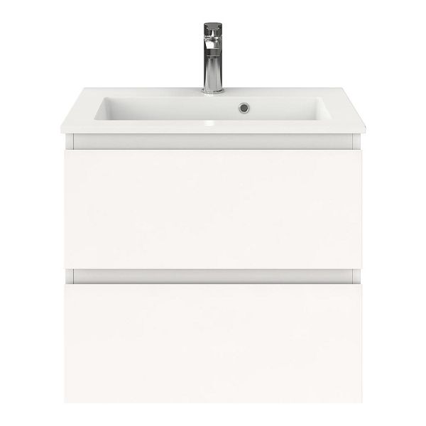 Renesse badmeubel 60 cm wit mat met keramische Compact wastafel wit glans