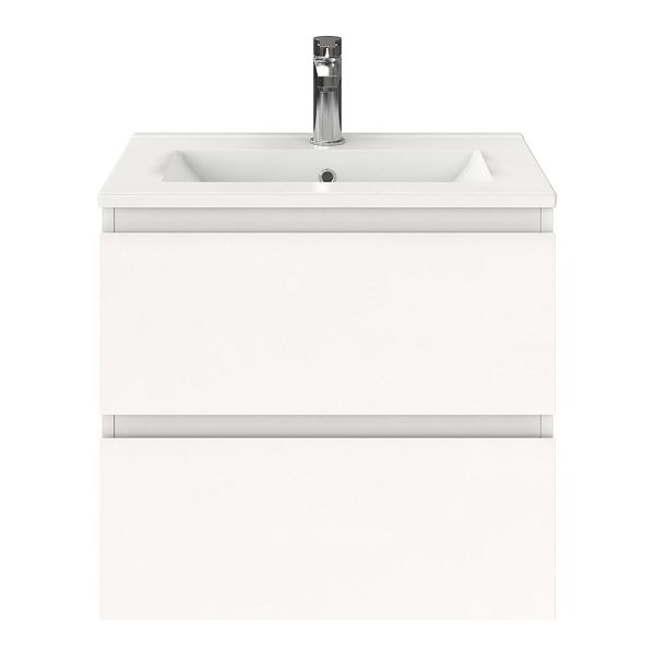Renesse badmeubel 60 cm wit mat met keramische Huisduinen wastafel wit glans