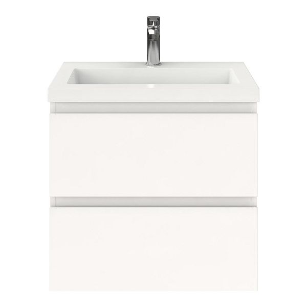 Renesse badmeubel 60 cm wit mat met polystone Cadzand wastafel wit glans, 1 kraangat