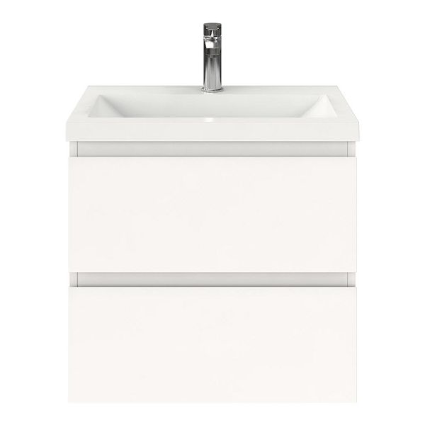 Renesse badmeubel 60 cm wit mat met polystone Scharendijke wastafel wit glans