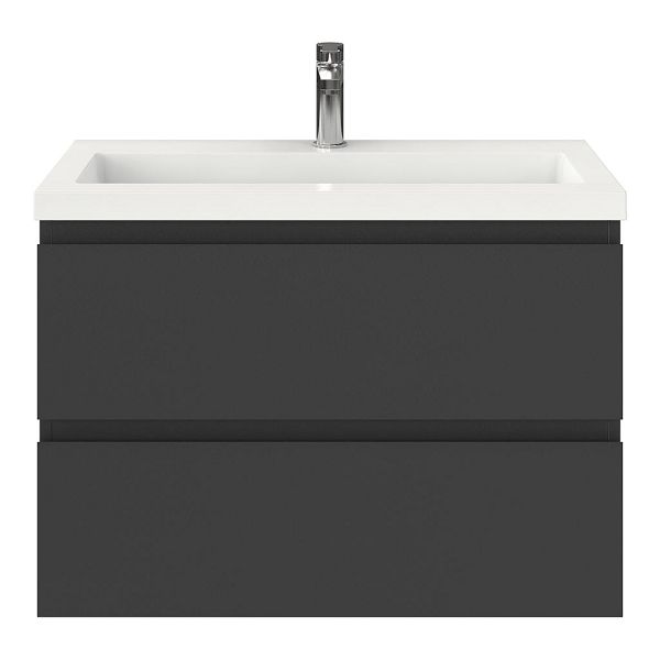 Renesse badmeubel 80 cm antraciet mat met polystone Cadzand wastafel wit glans, 1 kraangat