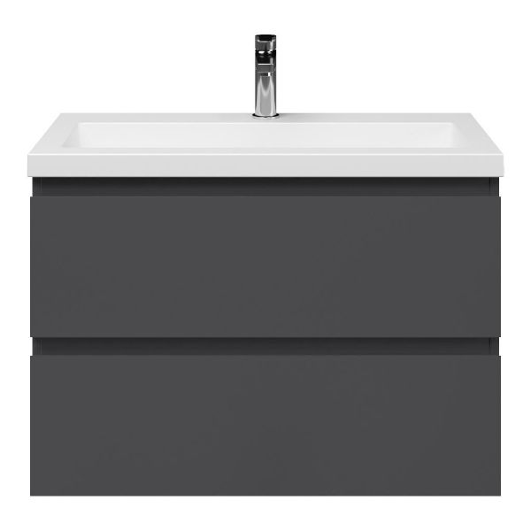 Renesse badmeubel 80 cm antraciet mat met quartz Cadzand wastafel wit mat