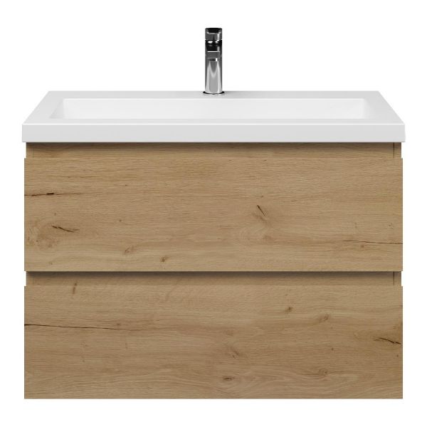 Renesse badmeubel 80 cm eiken natuur met quartz Cadzand wastafel wit mat