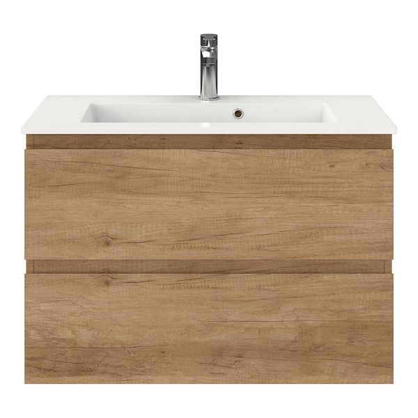 Renesse badmeubel 80 cm olm met keramische Compact wastafel wit glans
