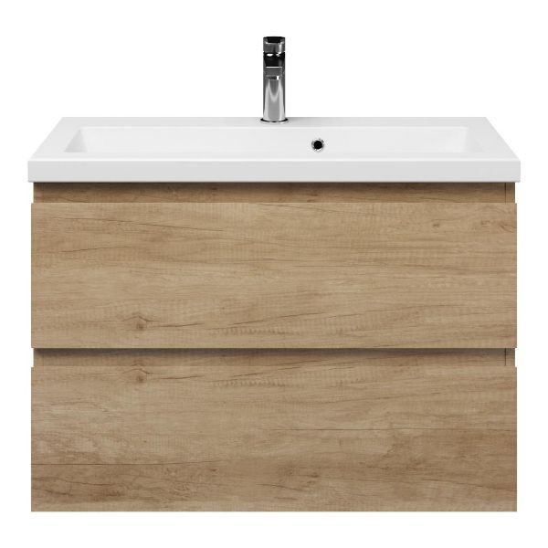 Renesse badmeubel 80 cm olm met keramische Dishoek wastafel wit glans, 1 kraangat