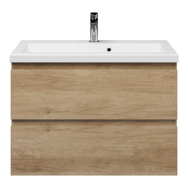 Renesse badmeubel 80 cm olm met keramische Dishoek wastafel wit mat, 1 kraangat