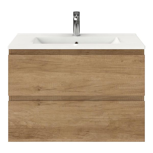 Renesse badmeubel 80 cm olm met keramische Huisduinen wastafel wit glans