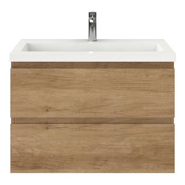 Renesse badmeubel 80 cm olm met polystone Cadzand wastafel wit glans, 1 kraangat