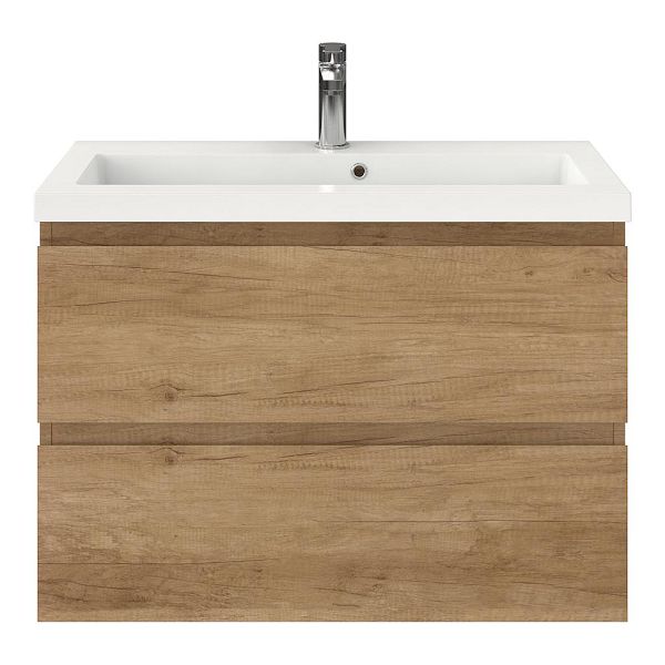 Renesse badmeubel 80 cm olm met polystone Cadzand wastafel wit glans, 1 kraangat