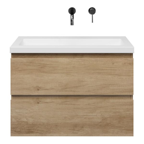 Renesse badmeubel 80 cm olm met quartz Cadzand-Q wastafel wit mat
