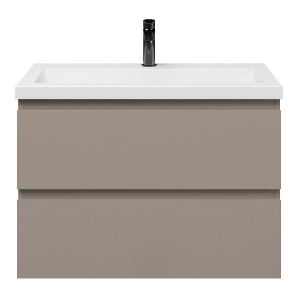 Renesse badmeubel 80 cm taupe met polystone Cadzand wastafel wit glans, 1 kraangat