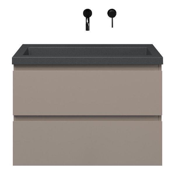 Renesse badmeubel 80 cm taupe met quartz Cadzand-Q wastafel grijs mat