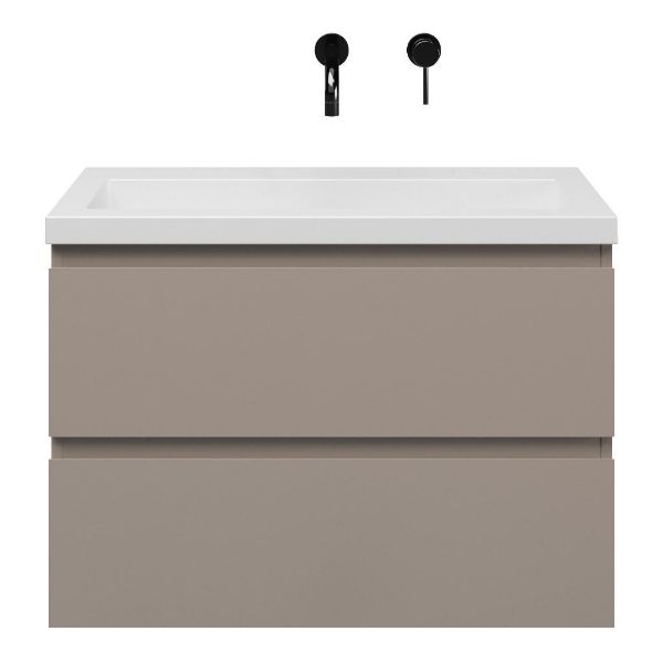 Renesse badmeubel 80 cm taupe met quartz Cadzand-Q wastafel wit mat